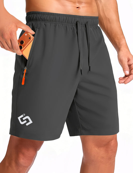 7 inch Men's Athletic Gym Shorts with Zipper Pockets Lightweight Quick Dry