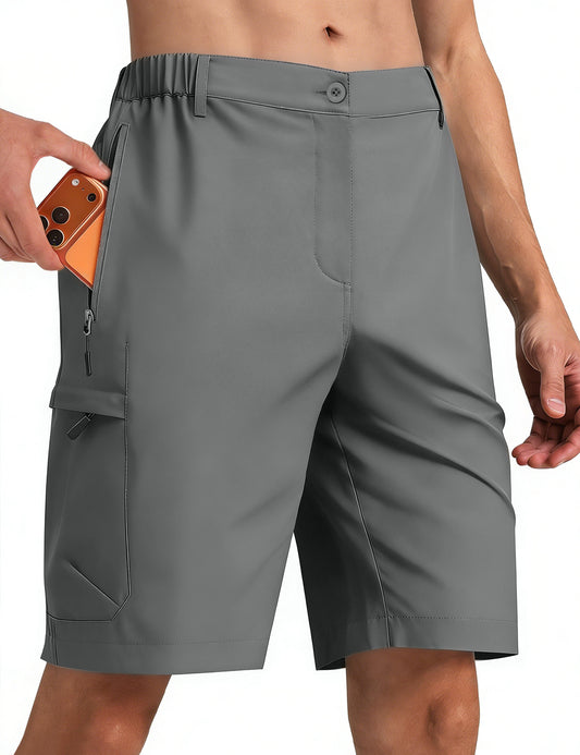 9 inch Hiking Cargo Shorts Quick Dry with 6 Zipper Pockets