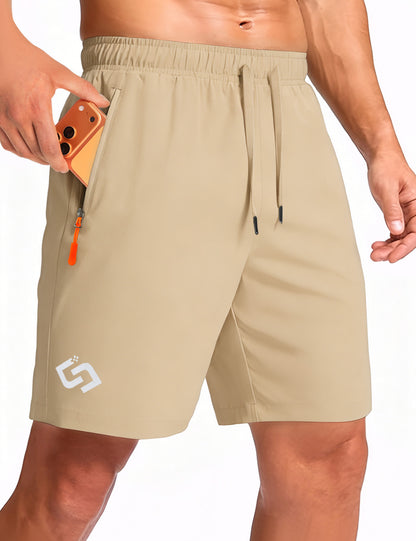 7 inch Men's Athletic Gym Shorts with Zipper Pockets Lightweight Quick Dry