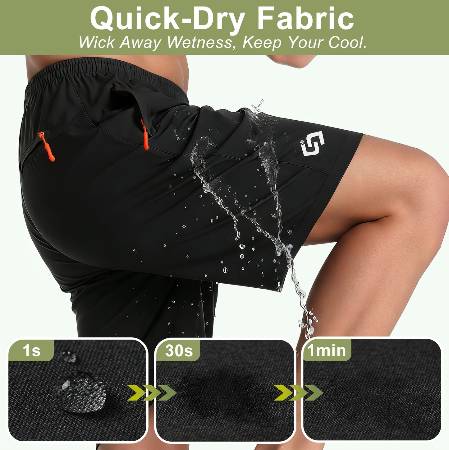 7 inch Men's Athletic Gym Shorts with Zipper Pockets Lightweight Quick Dry