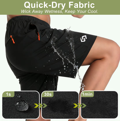 7 inch Men's Athletic Gym Shorts with Zipper Pockets Lightweight Quick Dry