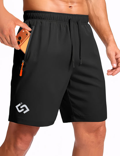 7 inch Men's Athletic Gym Shorts with Zipper Pockets Lightweight Quick Dry