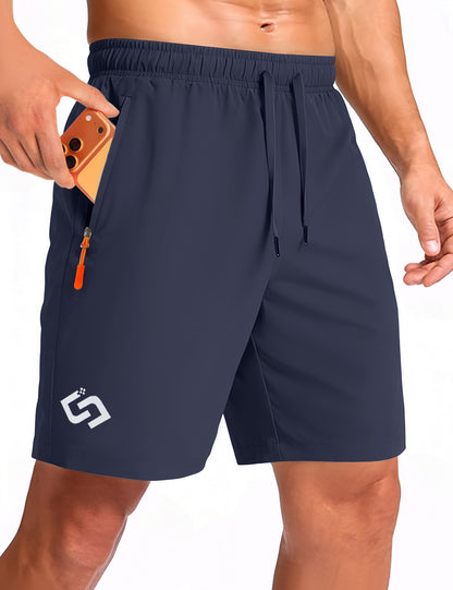 7 inch Men's Athletic Gym Shorts with Zipper Pockets Lightweight Quick Dry