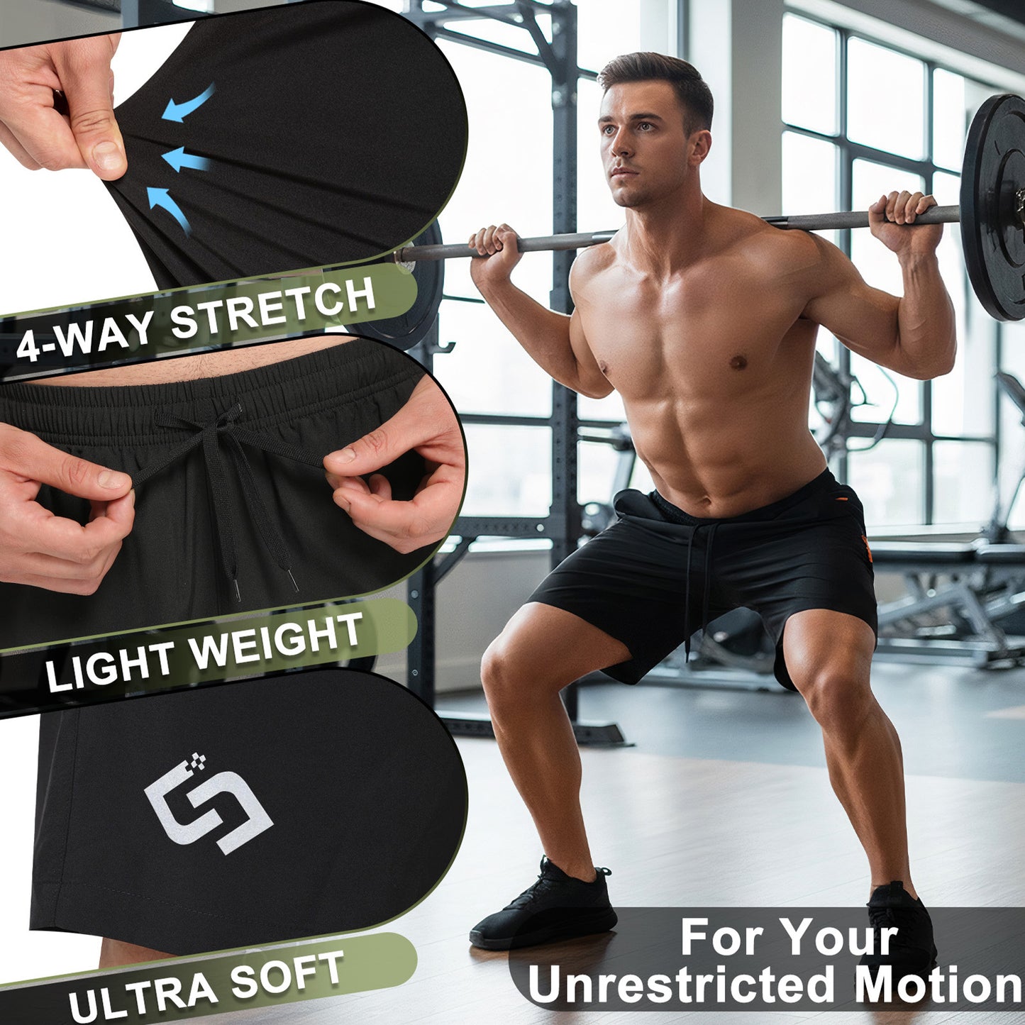 7 inch Men's Athletic Gym Shorts with Zipper Pockets Lightweight Quick Dry