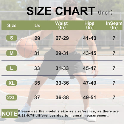 7 inch Men's Athletic Gym Shorts with Zipper Pockets Lightweight Quick Dry