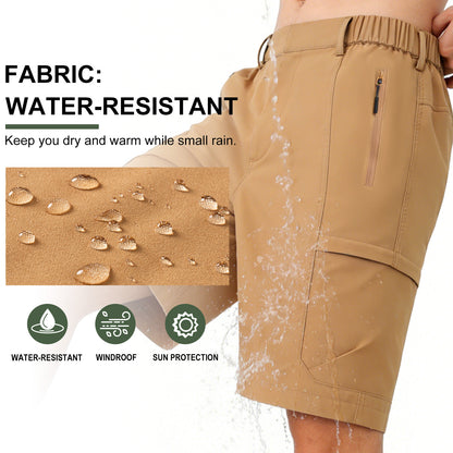 9 inch Hiking Cargo Shorts Quick Dry with 6 Zipper Pockets